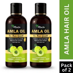 the 99 herbs company 99Herbs Amla Hair Oil 100ml Pack of 2 | Hair Growth & Anti Hair Fall Herbal Oil Hair Oil-picture-38