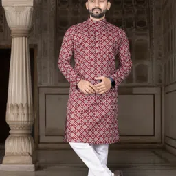 dhasu trendz Men Cotton Blend Kurta Pant Set-picture-12