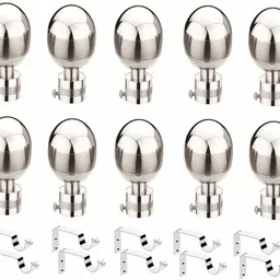 bzcarts Silver Curtain Knobs, Rod Rail Bracket, Curtain Hooks Metal-picture-19