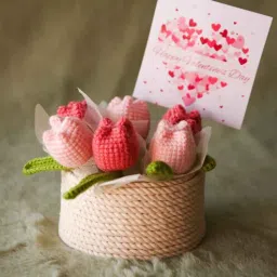 sunflower Multiflowers Cotton 7 Inches Crochet Bouquet-image-27
