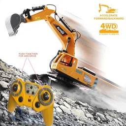 halo nation 9 Channel RC Excavator Rechargeable Truck 360° Rotation, Moving Shovel, & Smoke image 4
