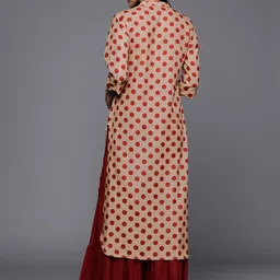 Varanga Ethnic Motifs Printed Keyhole Neck Flared Sleeves Mirror Work Kurta image 4