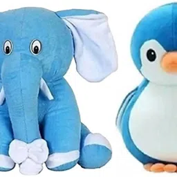 Blue Penguin & Blue Elephant Soft Stuffed Toy - 30 cm - 18 cm-image-48