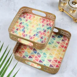 amaya decors Multicolor Triangle Tray Set of 2 image 1