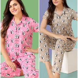 trade zone Women Top & Pyjama Set Multicolor Animal Print-picture-47