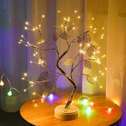 velocious Tabletop Firefly Bonsai Branches Tree Light with 72 LED with Golden Leaf Artificial Fairy Light Tree Desk Lamp Battery/USB Operated Decoration Night Light for Bedroom Home Party Wedding Table Lamp-picture-15