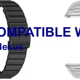 ACM WSM20H22BKSL3554 Pack of 2 Watch Strap Adjustable Steel 22mm for Beatxp Nexus Smartwatch (Black/Silver) Smart Watch Strap-image-0