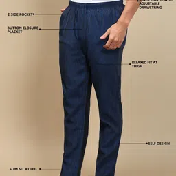 white heart Pack of 2 Ethnic Wear Viscose Blend Elasticated Waist with Side Pockets Men Pyjama image 3