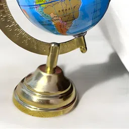 clearo Mini World Globe with Golden Stand – 3 Inch Educational & Decorative Desk Globe Golden Arc Base, Multicolor Monument Map, Blue Ocean for Kids School Home Office Laminated Political Geography Study World Globe image 4
