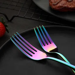drworld Portable Stainless Steel Rainbow Utensil Set Stainless Steel Cutlery Set image 3