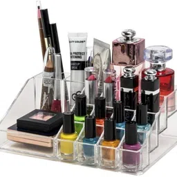 mf store Cosmetic Organizer 16 Compartment Cosmetic Makeup Jewelry Acrylic Lipstick Storage Organizer Box Lipstick and Nail Paint Stand Holder Lipstick And Brush Organiser Vanity Box-picture-10
