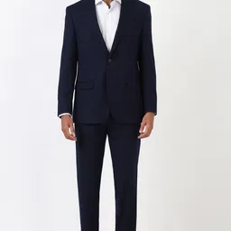 peter england Men Men Navy Solid Regular Fit Formal Two Piece Suit Solid Suit-picture-21