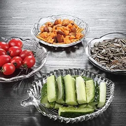 mdnsho Stylish Elegant Glass 20 cm Leaf Plate for Serving Dry Fruits, Snacks, Sweets and Decoration Quarter Plate image 2