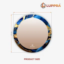 flipkart perfect homes Round Multicolor UV Printed LED Mirror 24X24 inch. Bathroom Mirror image 3