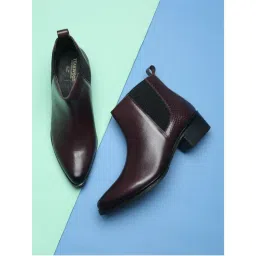 Teakwood Burgundy Genuine Leather Mid Top Boots-picture-10