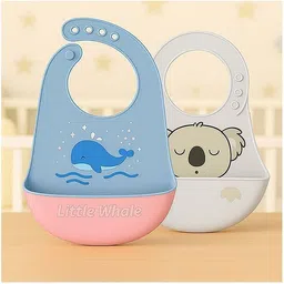 badal kids Silicone Baby Bibs with Food Pocket | Set of 2 | Waterproof, Adjustable BPA Free-picture-47