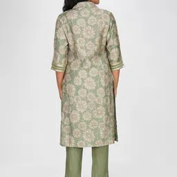 Bindigasm Floral Printed V-Neck Long Jacket With Trousers image 5