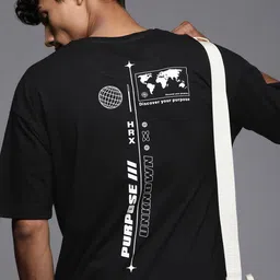 HRX by Hrithik Roshan Men Printed Drop-Shoulder Sleeves Pure Cotton Oversized T-shirt-picture-14