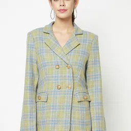 HOUSE OF S Checked Notched Lapel Double Breasted Blazer-picture-15