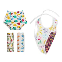 SuperBottoms Pack Of 4 Printed Pure Cotton Padded Underwear & Bib-picture-55