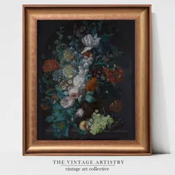 THE VINTAGE ARTISTRY Teal Green A Vase of Flowers Painting Wall Art-picture-35