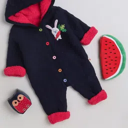 Yellow Apple Kids Unisex Printed Long Sleeve Hooded Rompers-image-0