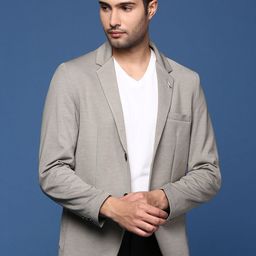 SHOWOFF Notched Lapel Slim Fit Single Breasted Cotton Blazers-picture-44