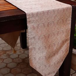 ZEBA Gold Toned Paisley Brocade Silk 6 Seater Table Runner-picture-44