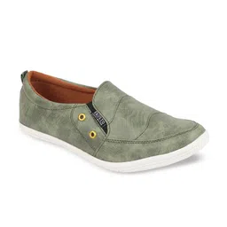 FAUSTO Men Olive Green Slip-On Sneakers image 1