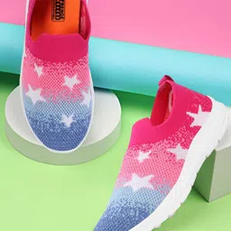 SPRENGE Girls Printed Round Toe Flyknit Textile Slip-On Sneakers-picture-45