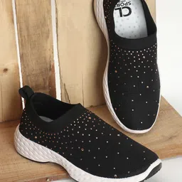 Carlton London sports Women Embellished Lightweight Slip-On Sneakers-image-4