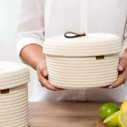 Bajo's White 2 Pieces Self Design Bamboo Multi-Utility Organisers-image-73