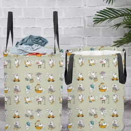 prettykrafts Grey Set 2 Printed Laundry Basket image 1
