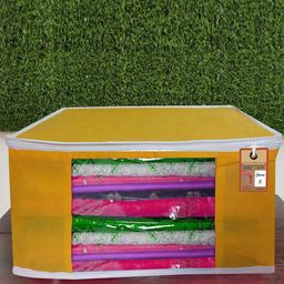 atorakushon Set Of 3 Yellow Solid Non-Woven Wardrobe Organisers-picture-24