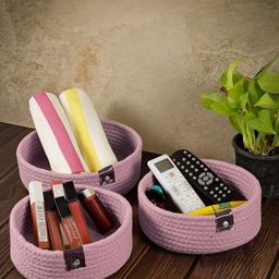 FABINALIV Pink 3 Pieces Textured Multipurpose Organisers-picture-38