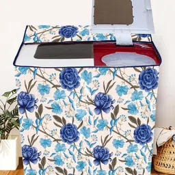 E-Retailer Off White & Blue Printed Semi Automatic Washing Machine Cover-image-3