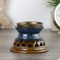 MIAH Decor Blue & Brown Pottery Ceramic Pillar Candle Holder-image-23