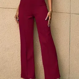 Dream Beauty Fashion Women Mid-Rise Easy Wash Pleated Trousers-image-75