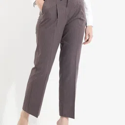 RAREISM Women Striped Straight Fit High-Rise Pleated Trousers-image-77