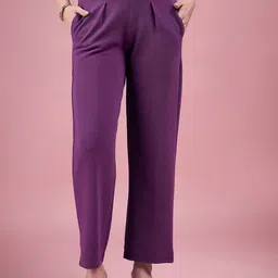 DressBerry Women Purple Smart High-Rise Wrinkle Free Regular Trousers-picture-7