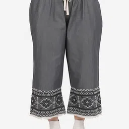 SUMAVI-FASHION Women Geometric Embroidered Organic Cotton Trousers-picture-40