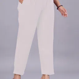 VENITYWAVE Women Relaxed Pleated Cotton Trousers-picture-34