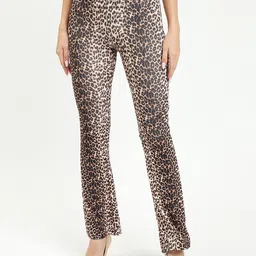 BAESD Women Animal Printed Slim Fit Wrinkle Free Bootcut Trousers-image-35