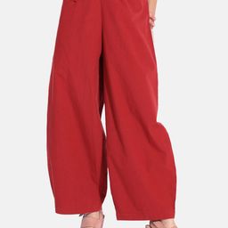 GRASS by Gitika Goyal Women Red Solid Parallel Trousers-picture-11