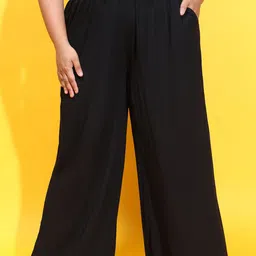 Oxolloxo Women Smart Flared Easy Wash Pleated Culottes Trousers-picture-21