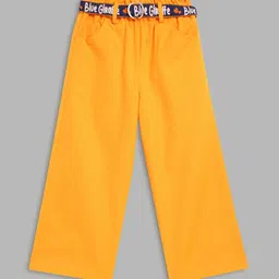 Blue Giraffe Girls Yellow Solid Regular Trousers image 1
