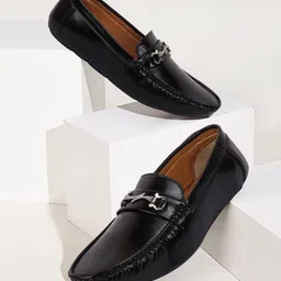 FAUSTO Men Black PU Lightweight Loafers image 1