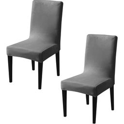 HOKIPO 2 Pcs Grey 200 GSM Velvet Chair Covers-picture-2