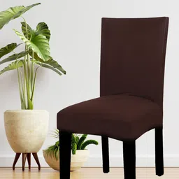 HOUSE OF QUIRK Single Brown Solid Removable Chair Cover image 1