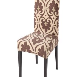HOKIPO Beige & Brown Printed Stretchable Chair Covers-picture-18